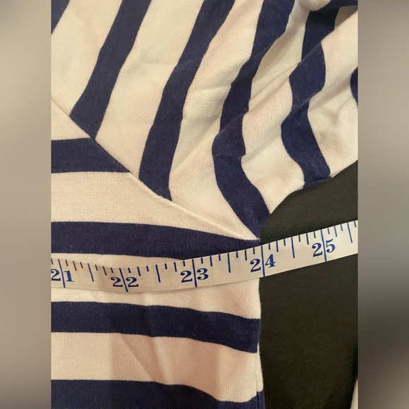 Chico’s Woman’s Sailor Shirt Blue White Stripe Gold Accent | SIZE 3 - XL/16 - Picture 5 of 7